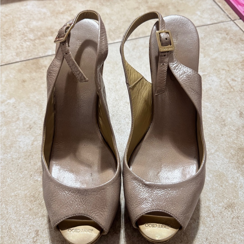 Jimmy Choi Peep Toe Heels Wedges sz 37